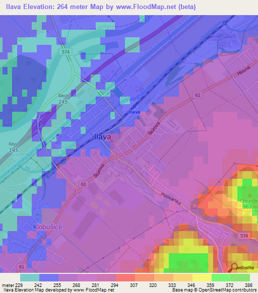 Ilava,Slovakia Elevation Map