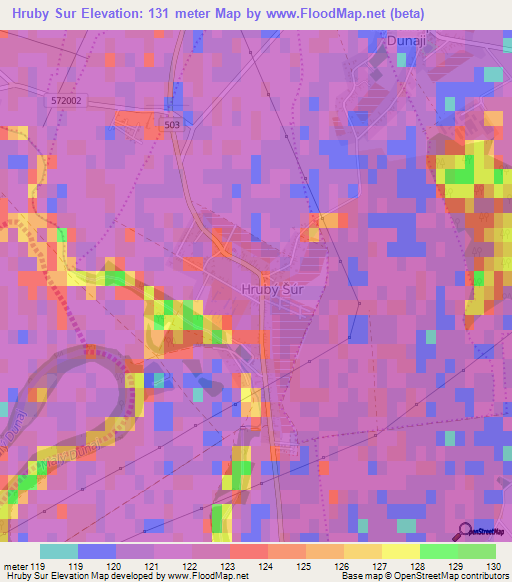 Hruby Sur,Slovakia Elevation Map