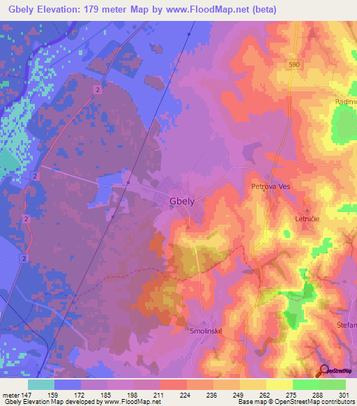 Gbely,Slovakia Elevation Map