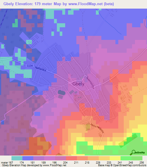 Gbely,Slovakia Elevation Map