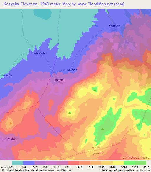 Kozyaka,Turkey Elevation Map