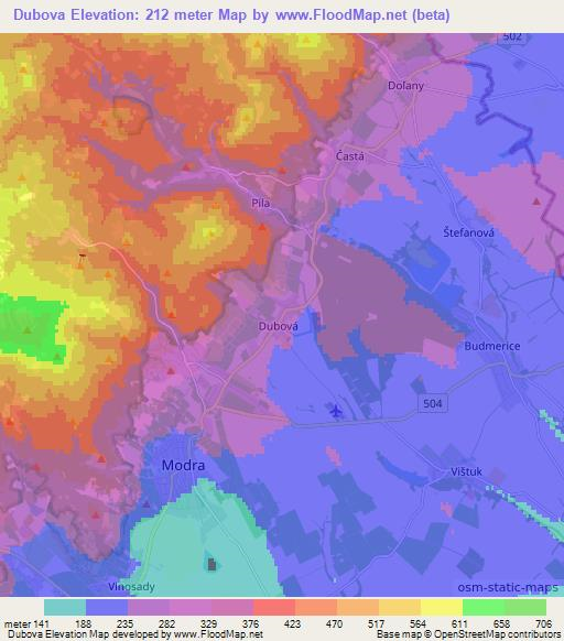 Dubova,Slovakia Elevation Map