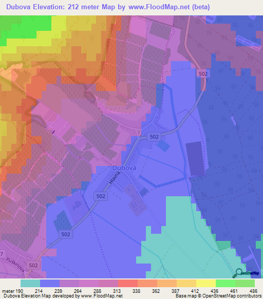 Dubova,Slovakia Elevation Map