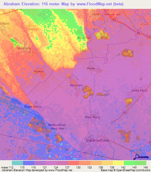 Abraham,Slovakia Elevation Map