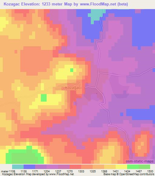 Kozagac,Turkey Elevation Map