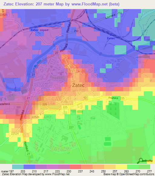 Zatec,Czech Republic Elevation Map