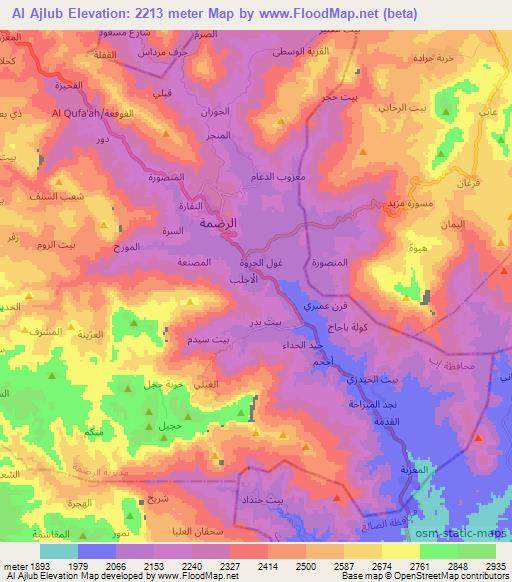 Al Ajlub,Yemen Elevation Map