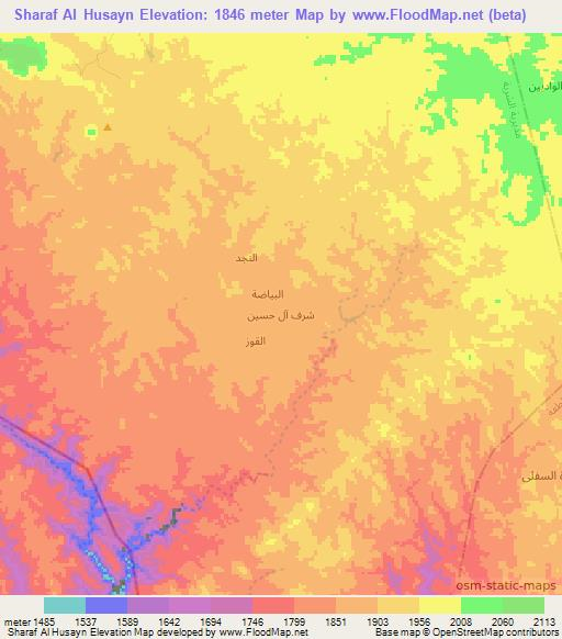 Sharaf Al Husayn,Yemen Elevation Map