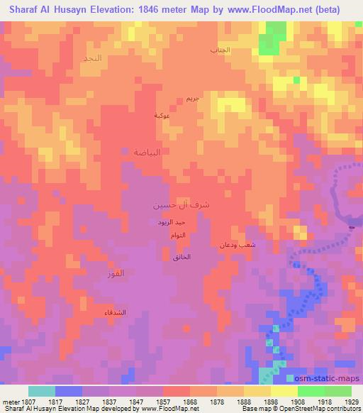 Sharaf Al Husayn,Yemen Elevation Map