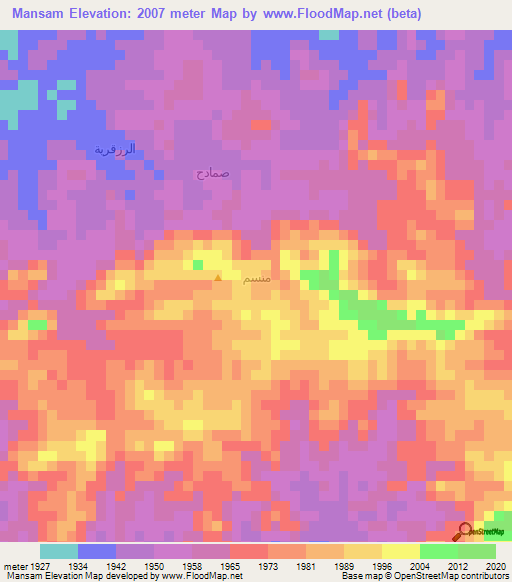 Mansam,Yemen Elevation Map