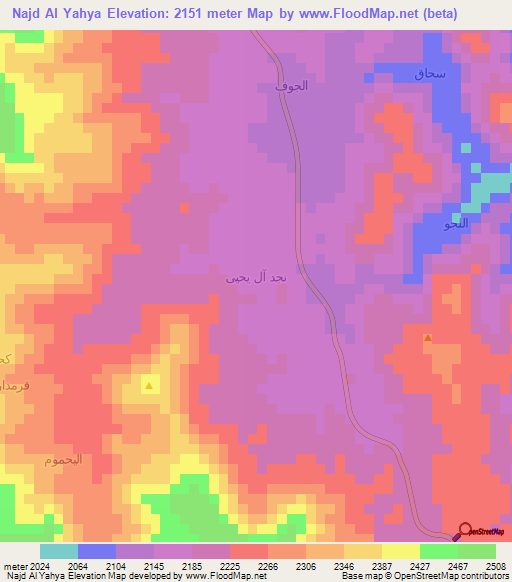 Najd Al Yahya,Yemen Elevation Map