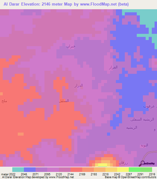 Al Darar,Yemen Elevation Map