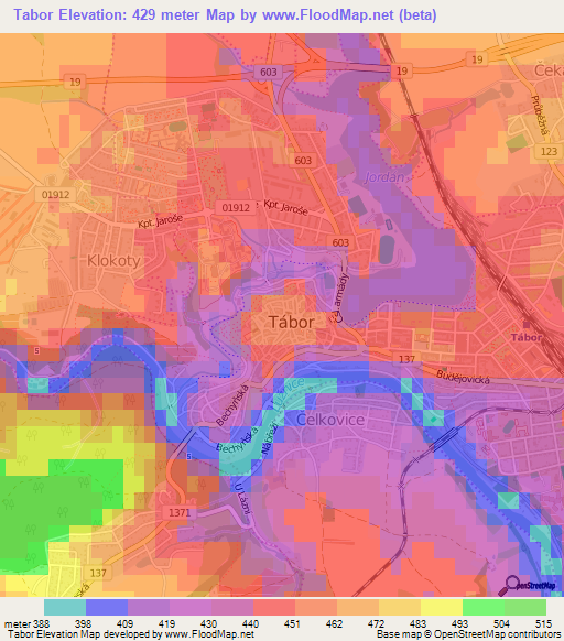 Tabor Czech Republic Map Elevation Of Tabor,Czech Republic Elevation Map, Topography, Contour