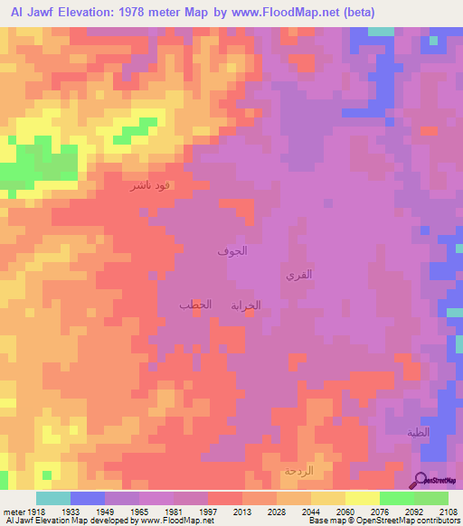 Al Jawf,Yemen Elevation Map