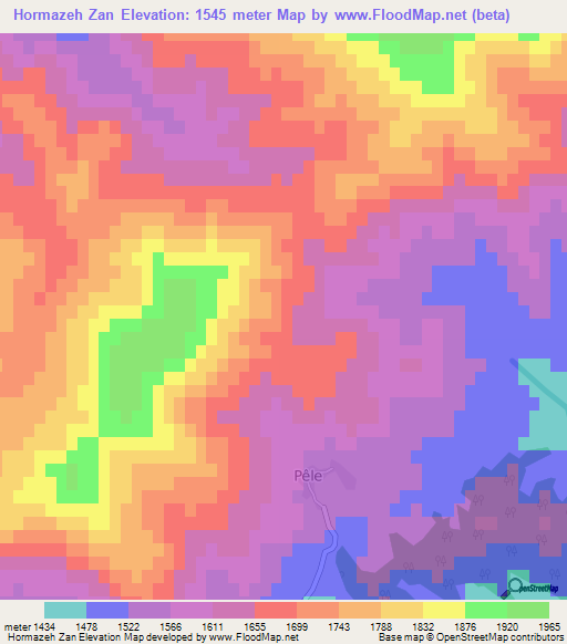 Hormazeh Zan,Iran Elevation Map