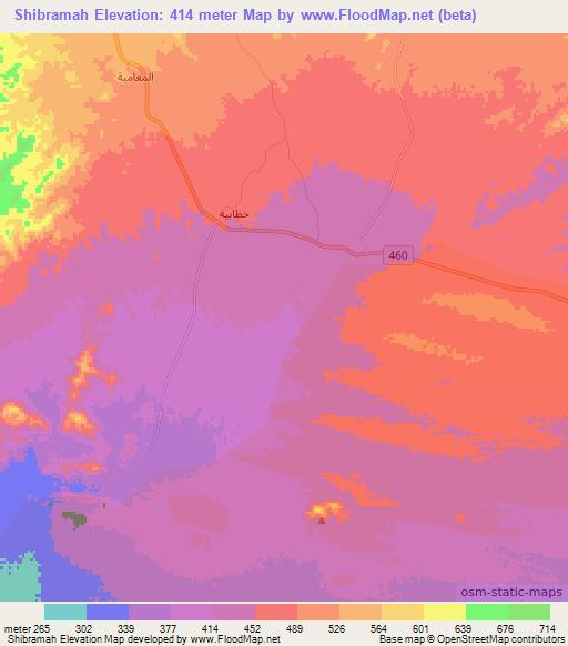 Shibramah,Yemen Elevation Map
