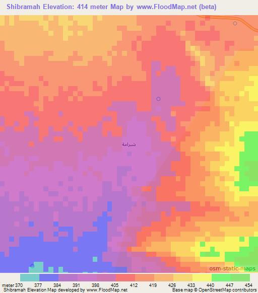 Shibramah,Yemen Elevation Map