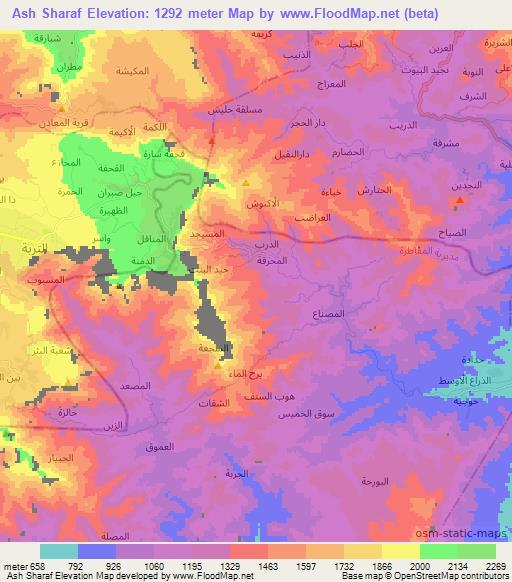 Ash Sharaf,Yemen Elevation Map