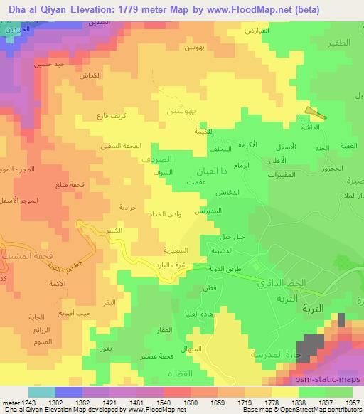 Dha al Qiyan,Yemen Elevation Map