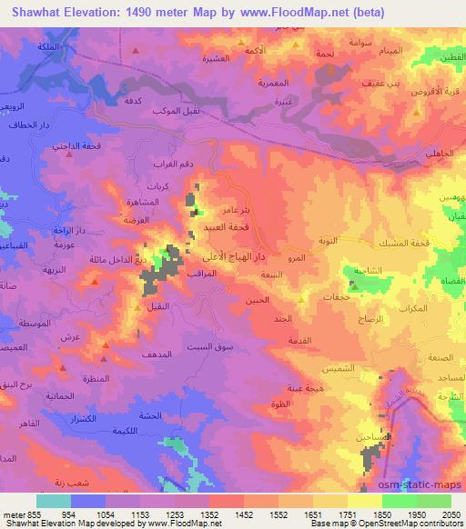 Shawhat,Yemen Elevation Map