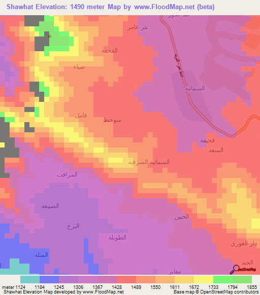 Shawhat,Yemen Elevation Map
