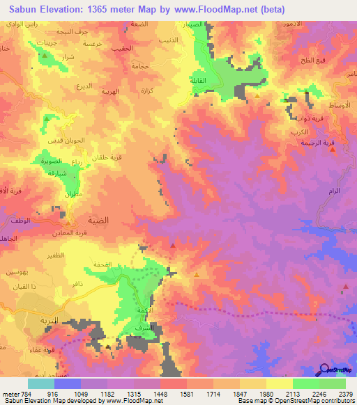 Sabun,Yemen Elevation Map