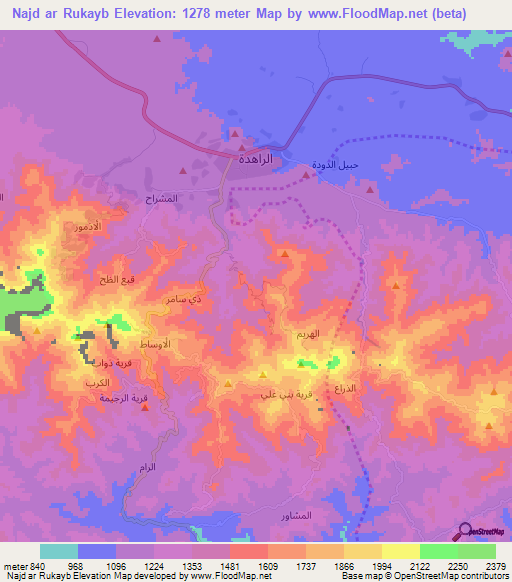 Najd ar Rukayb,Yemen Elevation Map