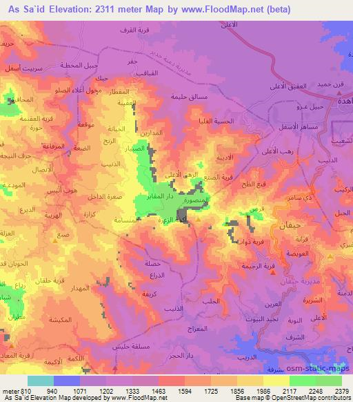 As Sa`id,Yemen Elevation Map