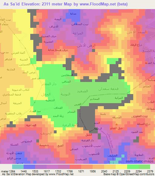 As Sa`id,Yemen Elevation Map
