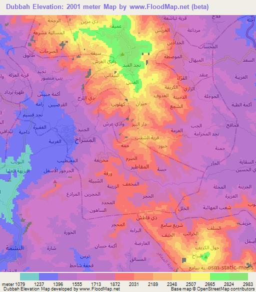 Dubbah,Yemen Elevation Map
