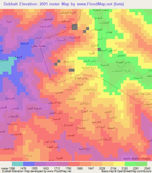 Dubbah,Yemen Elevation Map
