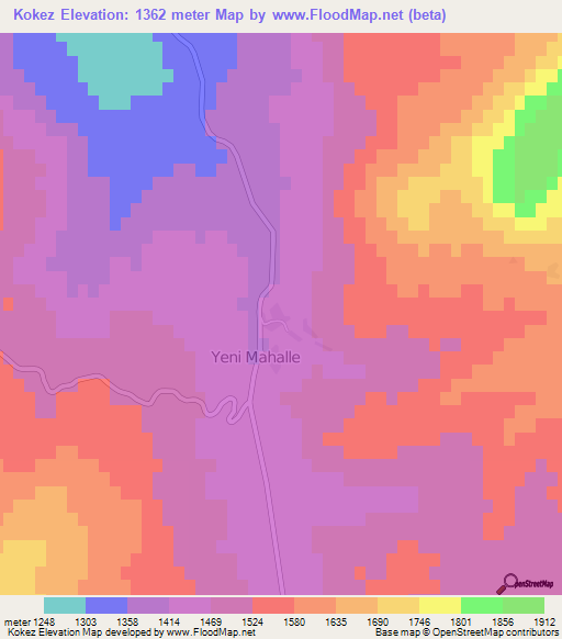 Kokez,Turkey Elevation Map
