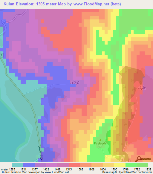 Kulan,Iran Elevation Map