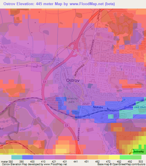 Ostrov,Czech Republic Elevation Map