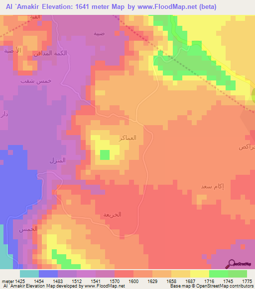 Al `Amakir,Yemen Elevation Map