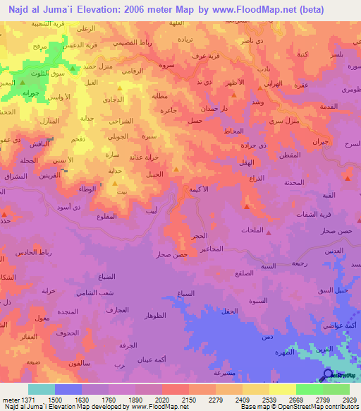 Najd al Juma`i,Yemen Elevation Map