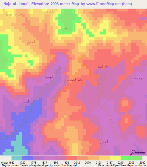 Najd al Juma`i,Yemen Elevation Map