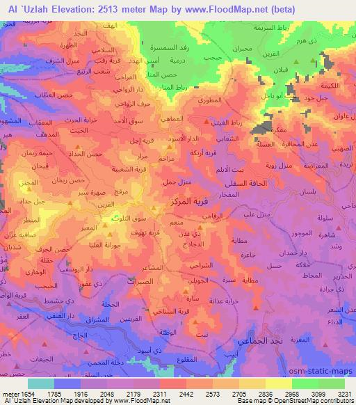 Al `Uzlah,Yemen Elevation Map