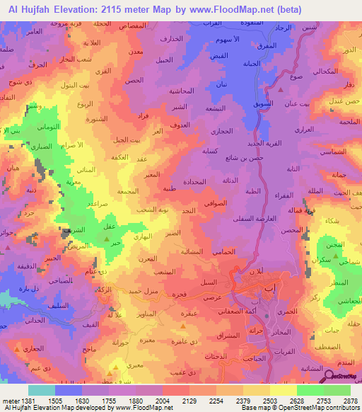 Al Hujfah,Yemen Elevation Map