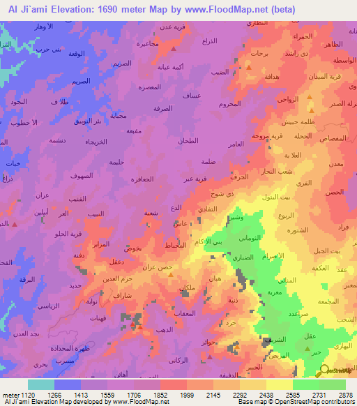 Al Ji`ami,Yemen Elevation Map