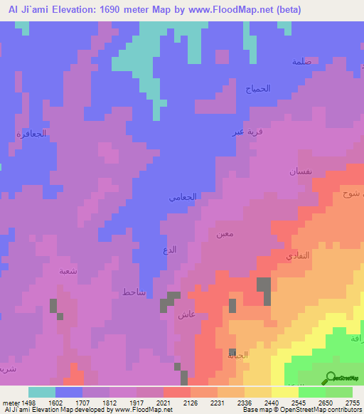 Al Ji`ami,Yemen Elevation Map