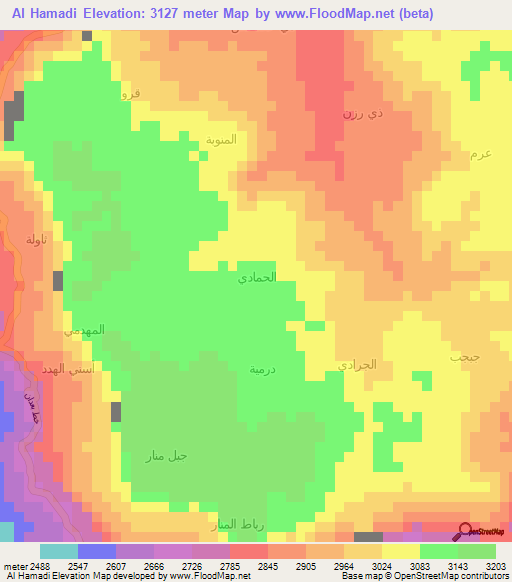 Al Hamadi,Yemen Elevation Map