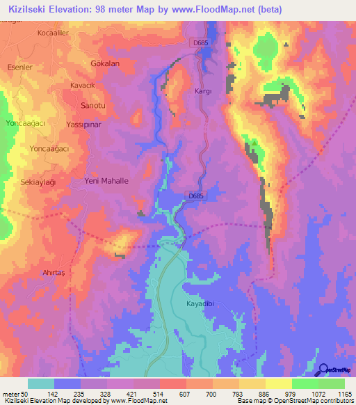 Kizilseki,Turkey Elevation Map