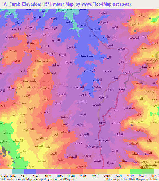 Al Farab,Yemen Elevation Map