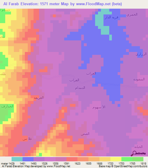 Al Farab,Yemen Elevation Map