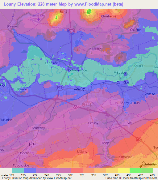 Louny,Czech Republic Elevation Map