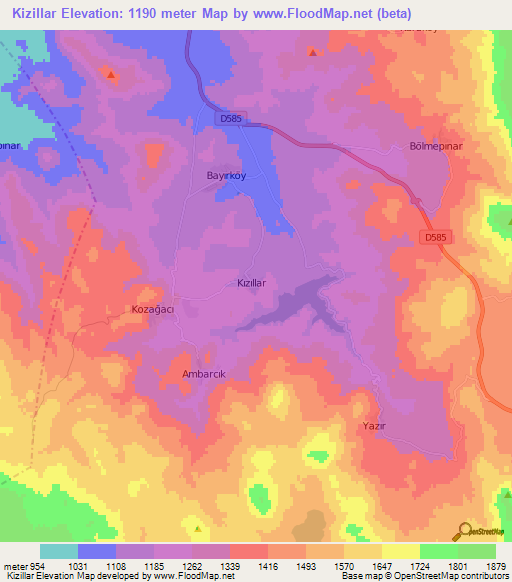 Kizillar,Turkey Elevation Map