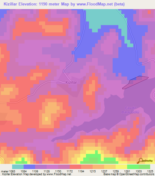 Kizillar,Turkey Elevation Map