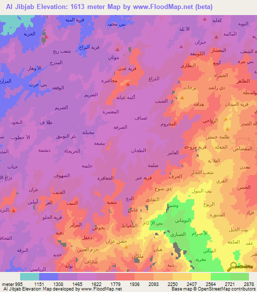 Al Jibjab,Yemen Elevation Map