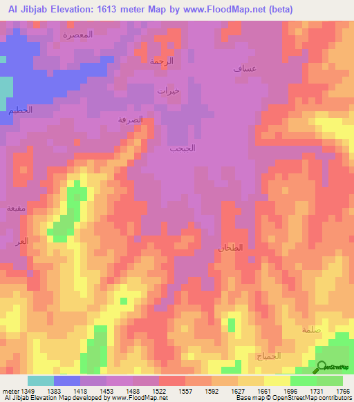 Al Jibjab,Yemen Elevation Map